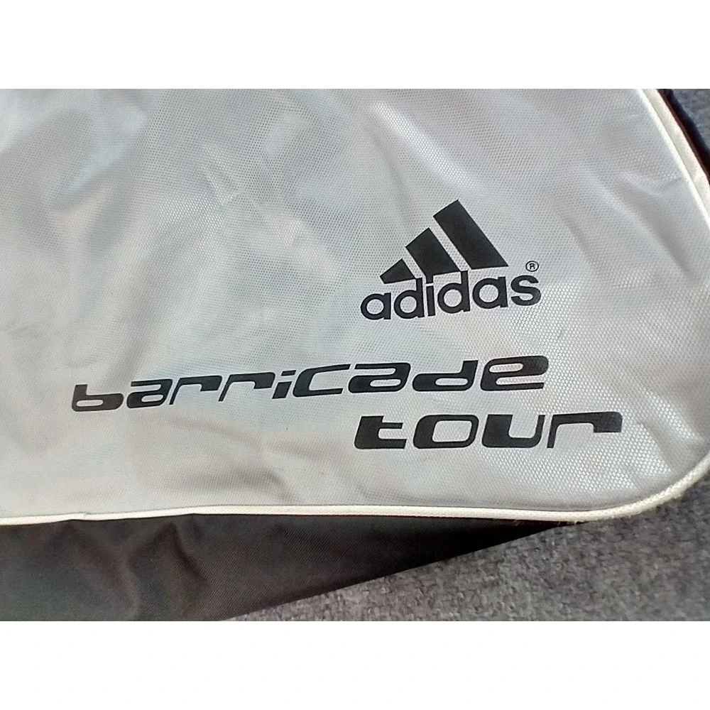 Adidas Barricade Tour Tennis Bag Large Silver Black 3-Stripe Racket Bag